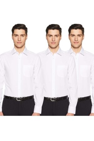 Marks & Spencer Mens Solid Polyester Blend Collared Neck Slim Fit Easy Iron Shirt