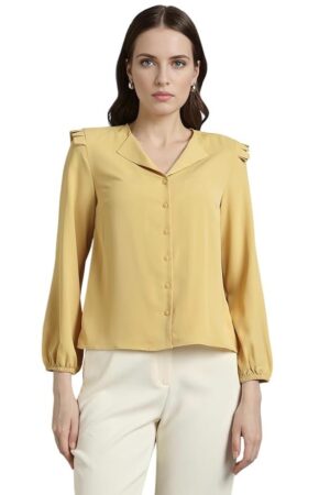 Women Polyester Regular Fit Solid Full Sleeve Casual Shirt