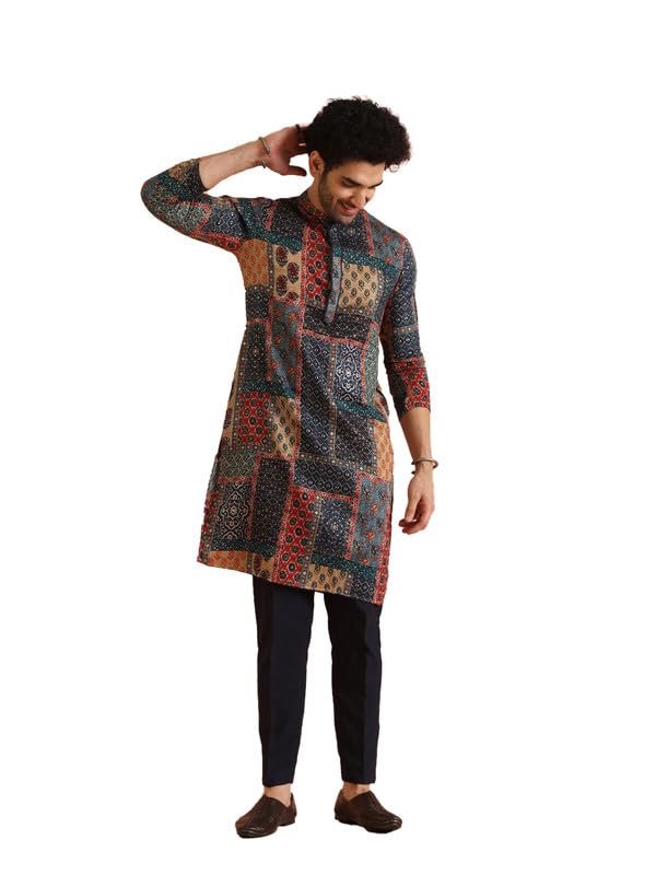 Cotton Blend Kurta Trouser Set for Men | Mens Long Sleeve Kurta with Pant Set