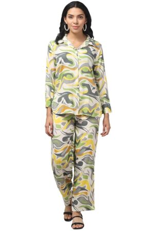 ZUVINO Cord Set For Women In Cotton || Stylish Co Ord Set For Women || Relaxed Fit Shirt & Wide-Leg Pants || Soft & Breathable.