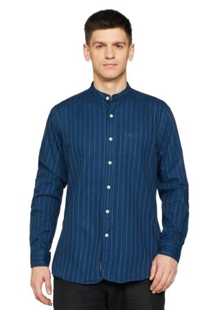 Men's Regular Fit Mandarin Collar Casual Shirt