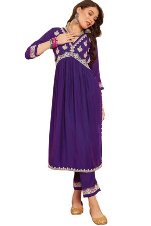 SheWill Women's Embroidered Sequence Cotton Blend Alia Cut Kurta Set| Alia Cut Kurti Set| Salwar Suit for Women| Salwar Suit | kurta sets for woman | kurta pant set for woman
