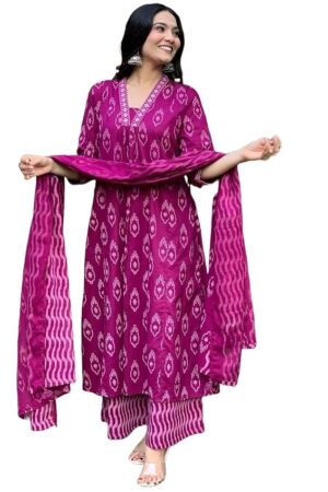 Alvami Women Anarkali Kurta Pant Set with Dupatta