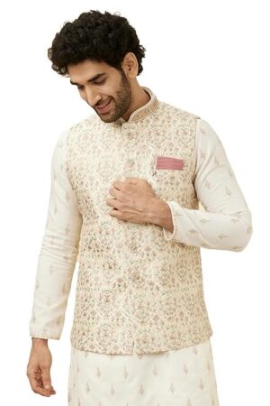 Men's Art Silk Zardosi|Embroidered Nehru Jacket