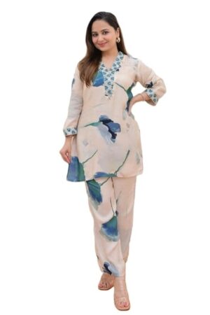 GRECIILOOKS Anarkali Kurta-Set for Women – Viscose Rayon Printed Kurta & Straight Pant | Festive Indian Traditional Outfit Dress for Functions & Puja | Trendy Travel & Streetwear Look for Women | Hangouts | Picnic | Vacation Wear |3/4 Half Sleeeve