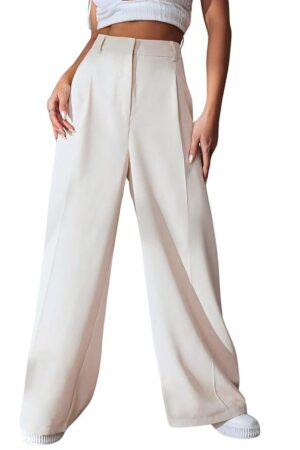 GRECIILOOKS Women High Rise High Waist Trousers Flared Korean Style Formal Pants| Elegant Workwear for Office, College & Events