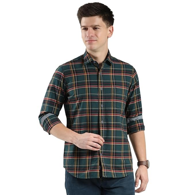 Men's Regular Fit Checkered Shirt | Full Sleeves | Spread Collar | Front Pocket | Stylish & Casual Shirt for Men