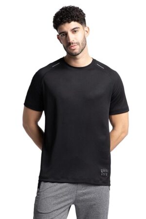 MV16 Men's Lightweight Regular Fit Microfiber Polyester Solid Round Neck Half Sleeve Active Wear T-Shirt with Breathable Mesh