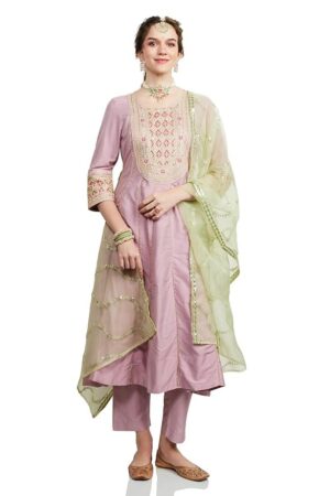Myx Women's Embroidered Anarkali Kurta Set with Organza Dupatta | Latest Design | Available in Plus Sizes