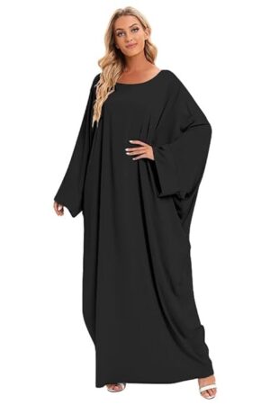 IKADEX Muslim Dress for Women Pakistani Kaftan Abaya Robe + Hijab Arabic Islamic Prayer Clothes Dubai Outfits