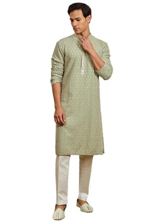 Men's Rayon Kurta Pyjama Set - This men's kurta, pant set exudes elegance with its intricate design sophisticated color palette.