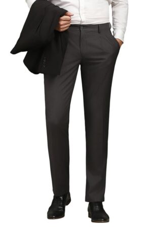 Men's Regular Fit Mid Rise Premium Fabric Pleated Formal Trouser
