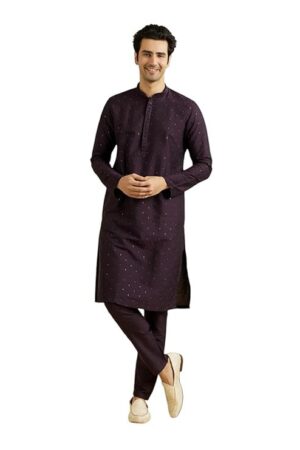 Men's Viscose Blend Sequins & Shimmer Kurta Pyjama Set