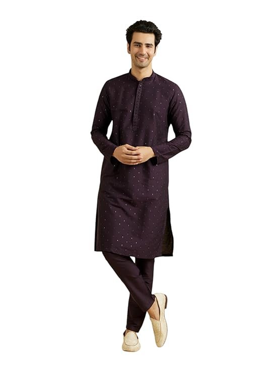 Men's Viscose Blend Sequins & Shimmer Kurta Pyjama Set