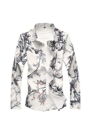 Men Shirts, Plus Size Men Shirt Autumn Printing Long Sleeve Shirts Mens Clothes Casual Shirts Men