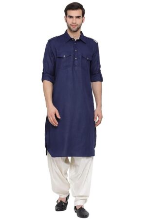 Men's Cotton Blend Pathani Kurta Set || Stylish Pathani Style Kurta with Roll Up Sleeves Relaxed Fit Patiala Salwar