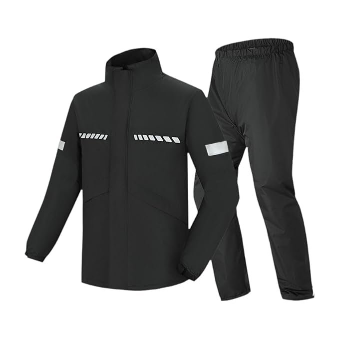CLUB BOLLYWOOD Meadawgs®Rain Suit for Men Loose Fit Breathable Waterproof Reflective Strip Rain Coat M|Clothing, Shoes & Accessories | Coats & Jackets|1 Set Rain Suit (Jacket Pants)