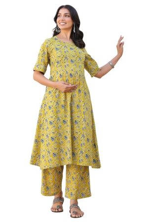 Janasya Women's Cotton Kurta Pant Set