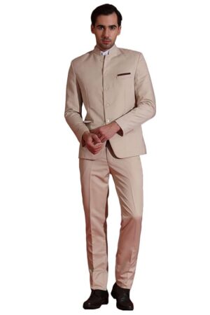 TAHVO Men's 2-Piece Suit Set | Self Designed Regular Fit Bandhgala Blazer with Trouser for Men | Jodhpuri Suit for Formal Events & Weddings
