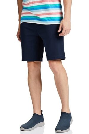 AM14 Men's Super Combed Cotton Rich Straight Fit Shorts with Zipper Pockets